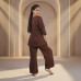Pink Shell Elegant Women Solid Brown Co-Ord Set for Casual & Office Wear