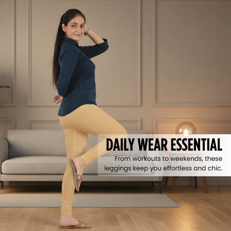 Beige Cotton Stretch Churidar