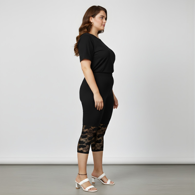 Pink Shell Women’s Cotton Lace Design Capri