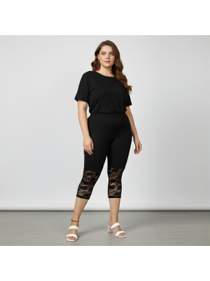 Pink Shell Women’s Cotton Lace Design Capri
