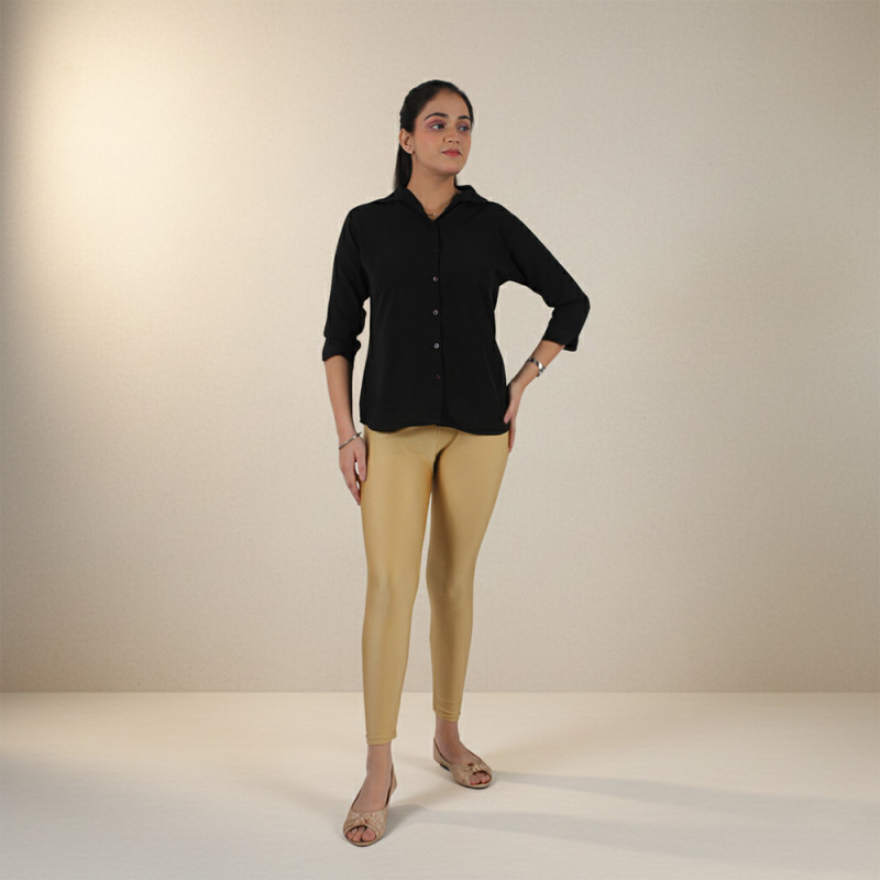 Pink Shell Beige Ponte Smart Fit Satin Leggings