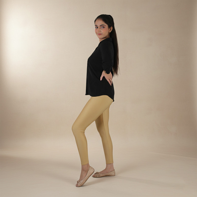 Pink Shell Beige Ponte Smart Fit Satin Leggings