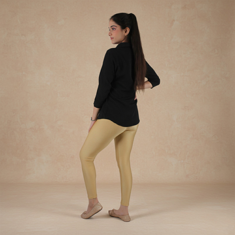 Pink Shell Beige Ponte Smart Fit Satin Leggings