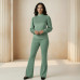 PinK Shell Premium Velvet High-Neck Top & Pant Set