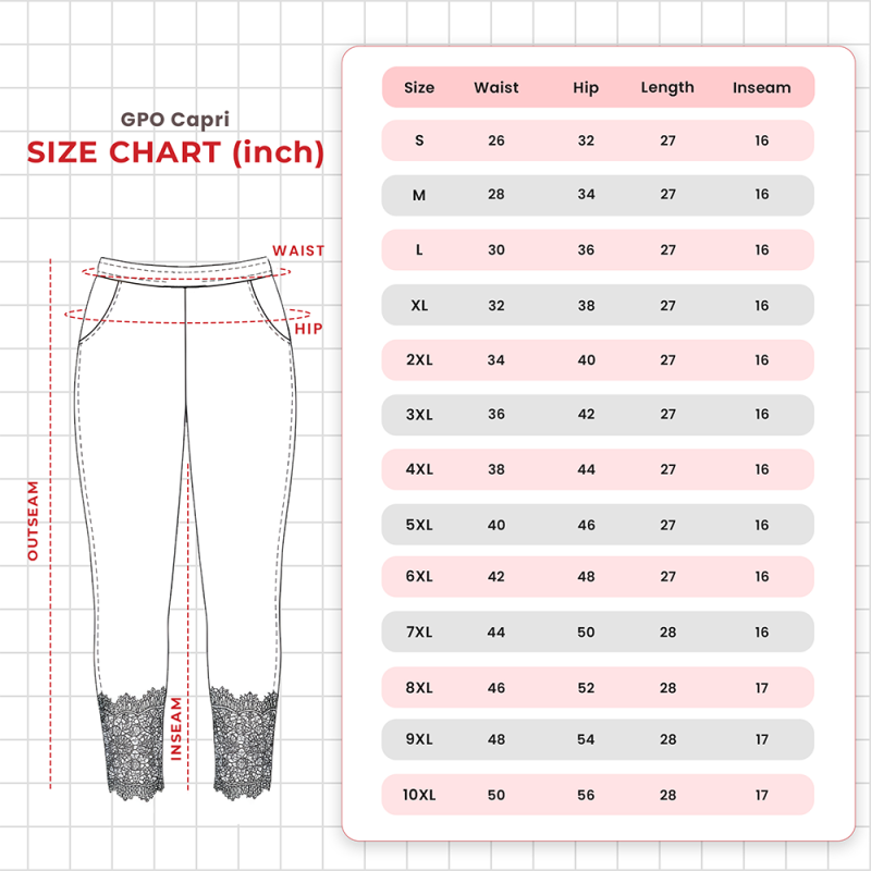 Pink Shell Black Embroidered Lace Capri