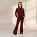 Pink Shell Girls Winter Wear Solid Maroon Hoodie Pant Set