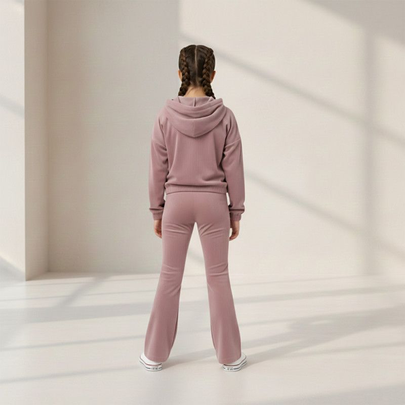 Pink Shell Kids Comfortable Peach Hooded Sweatshirt & Bottom Set