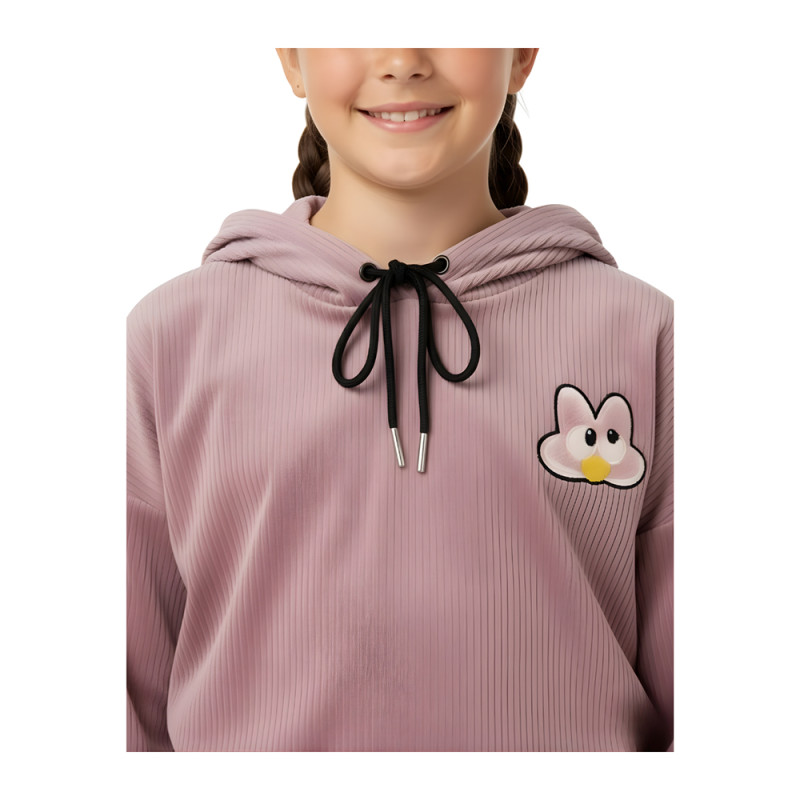 Pink Shell Kids Comfortable Peach Hooded Sweatshirt & Bottom Set